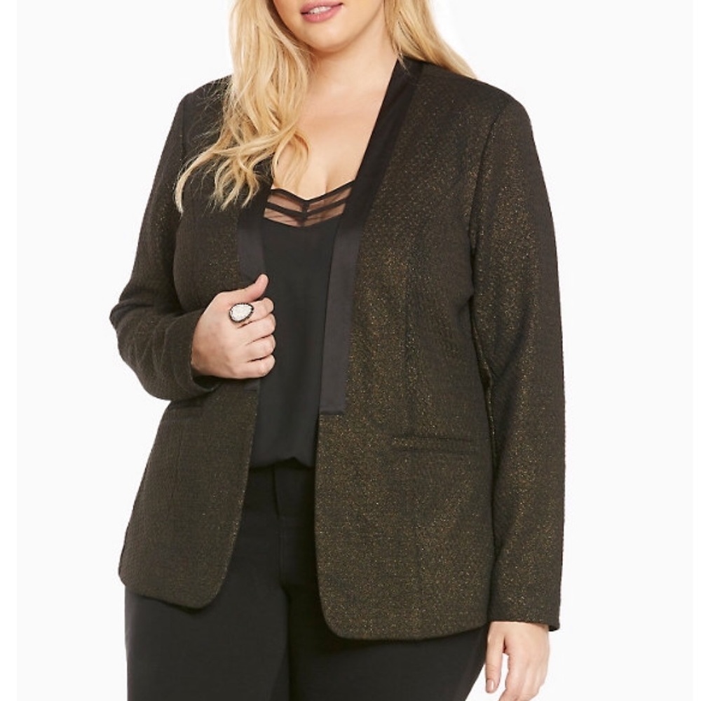 Shine Knit Open Front Blazer